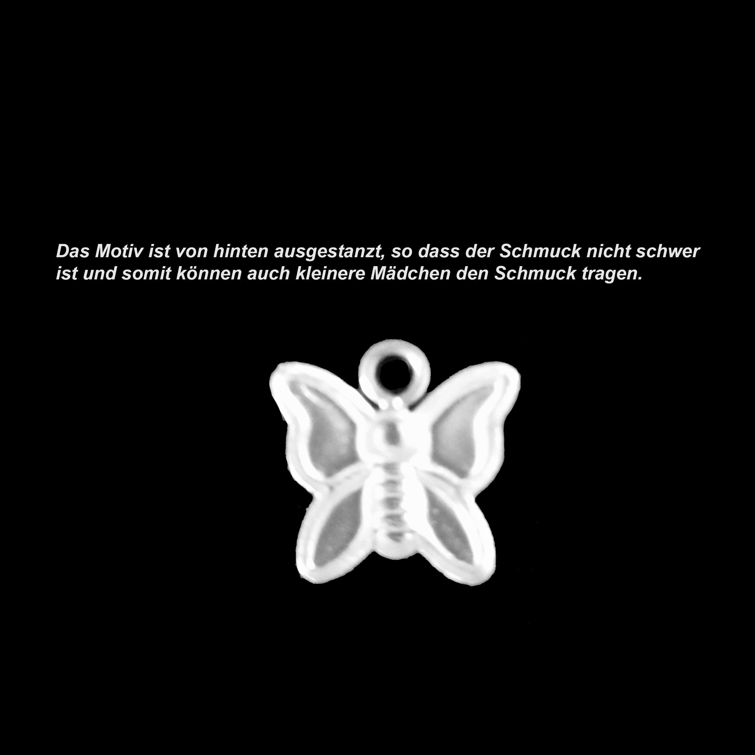 Limana Schmuckset Mädchen Kinder echt 925 Sterling Silber Ohrringe Kette Schmetterling, mit Zirkonia Steine