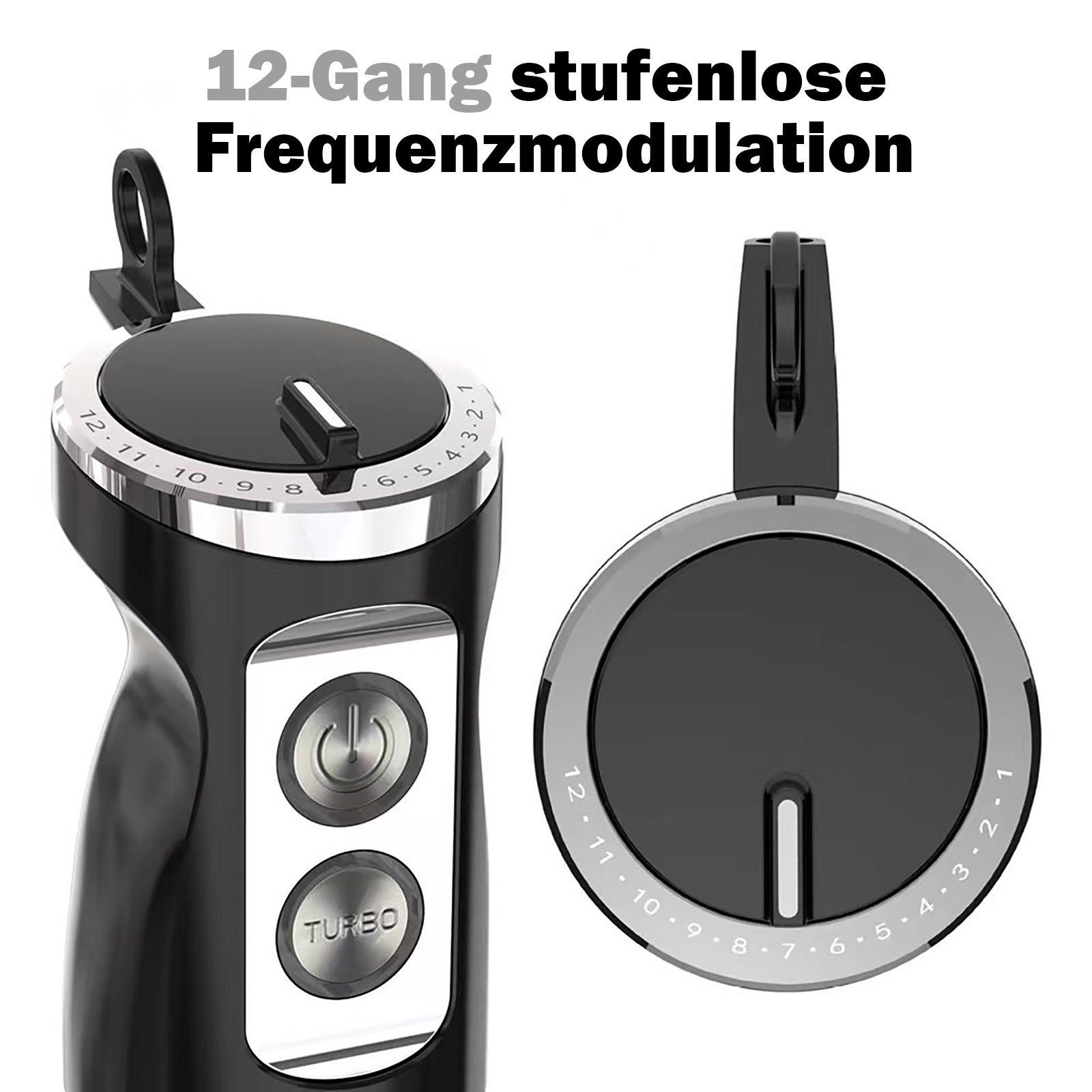 Yaviel Stabmixer Pürierstab Set Elektrische Kabellos 5 in 1 Mixstab Hand Blender Mixer, Edelstahl 1000w Handmixer Zauberstab mit 12 Geschwindigkeitsstufen
