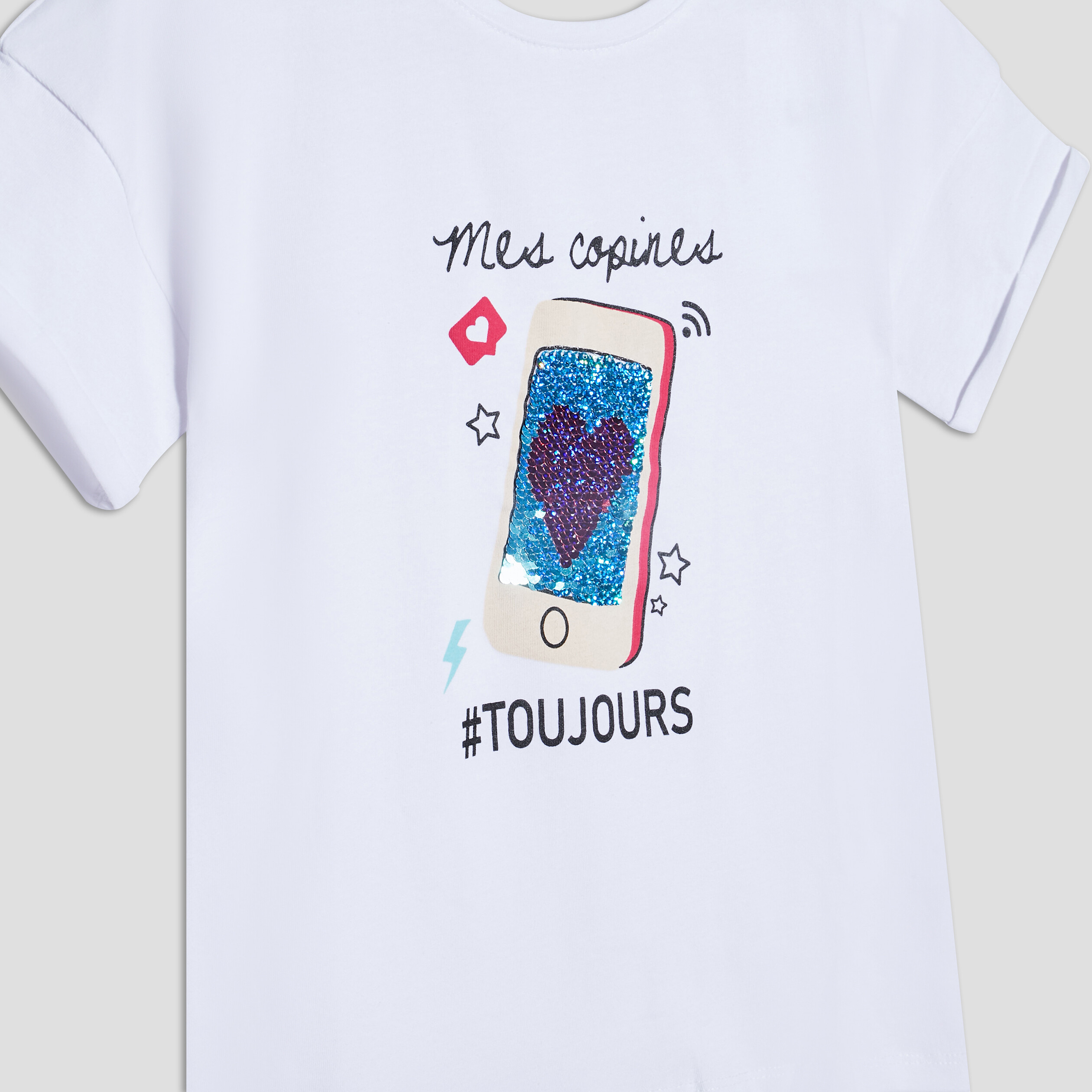 T-shirt manches courtes blanc fille | La Halle