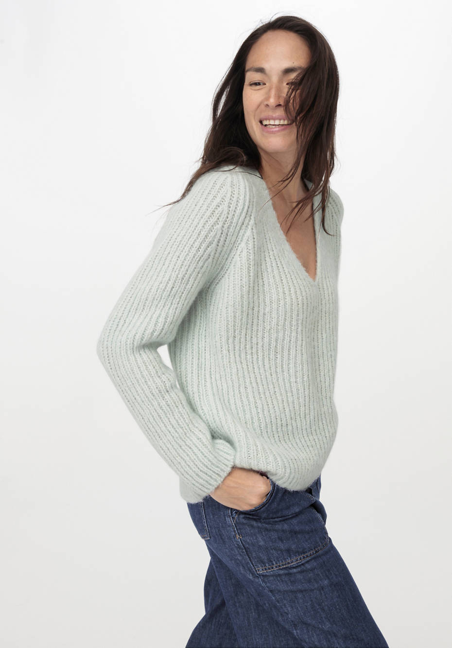 Pullover aus Alpaka mit Bio-Baumwolle