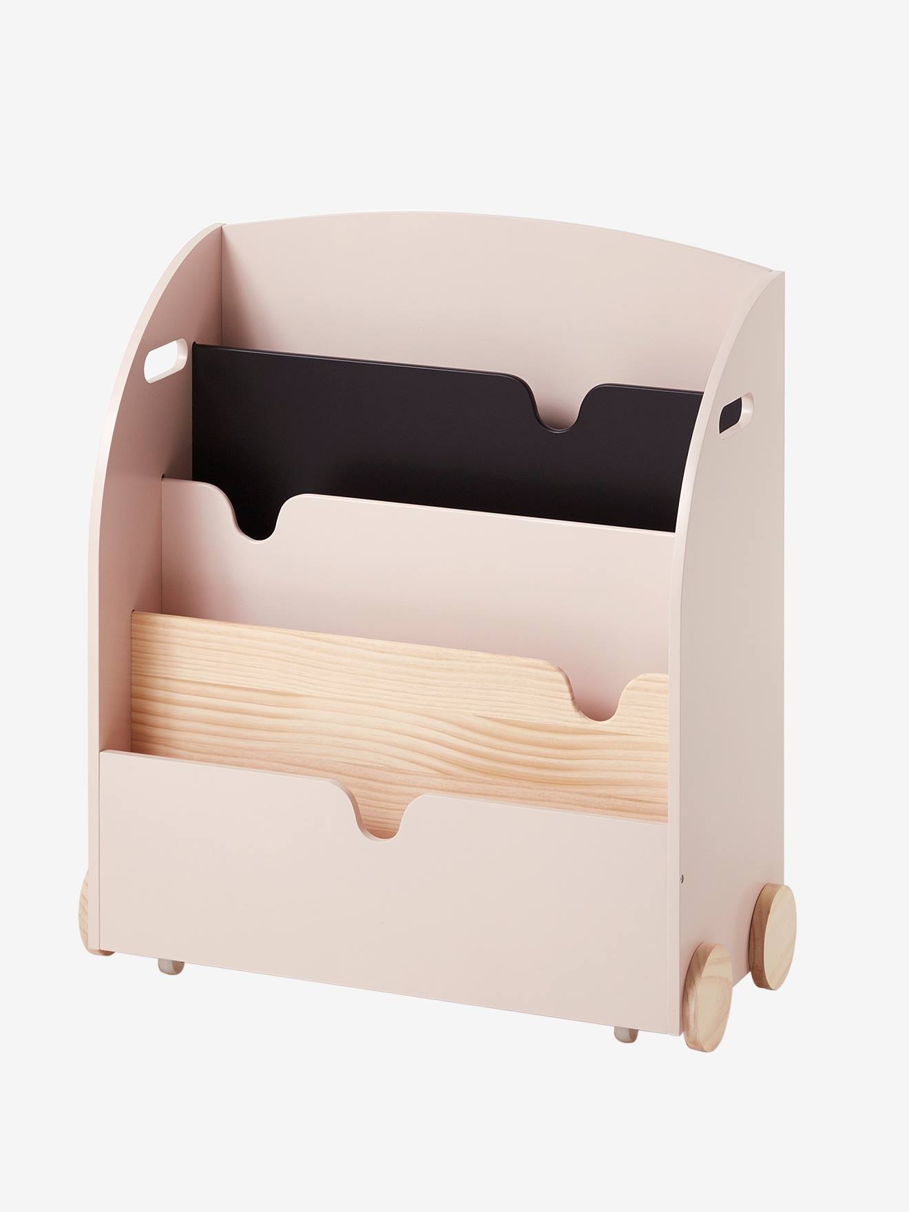 Vertbaudet Kinderzimmer Bücherregal mit Rollen SCHOOL - rosa