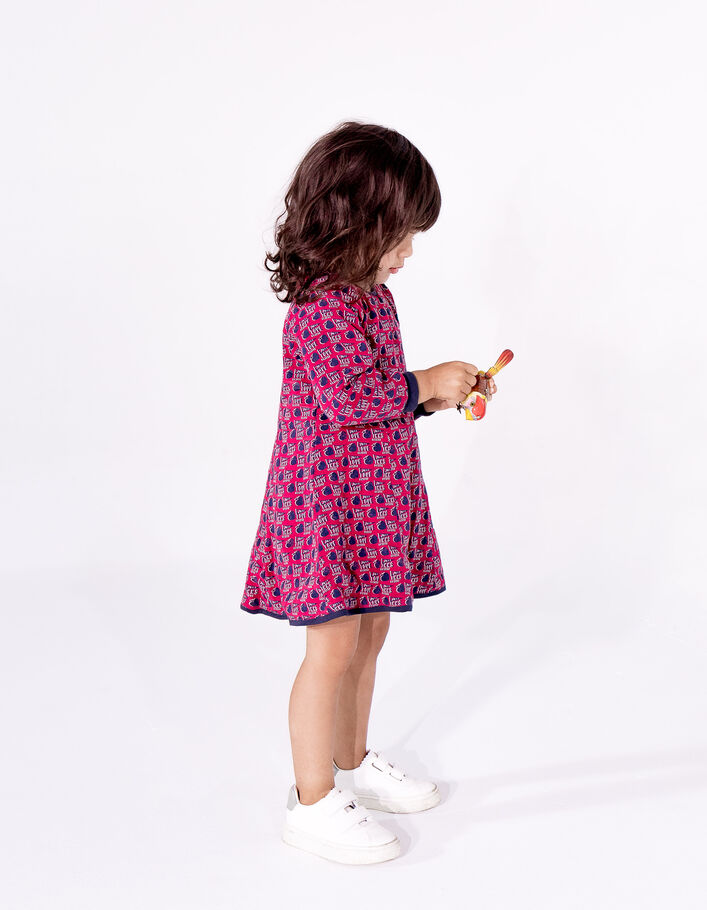Robe réversible pommes-coeurs et marine bébé fille
