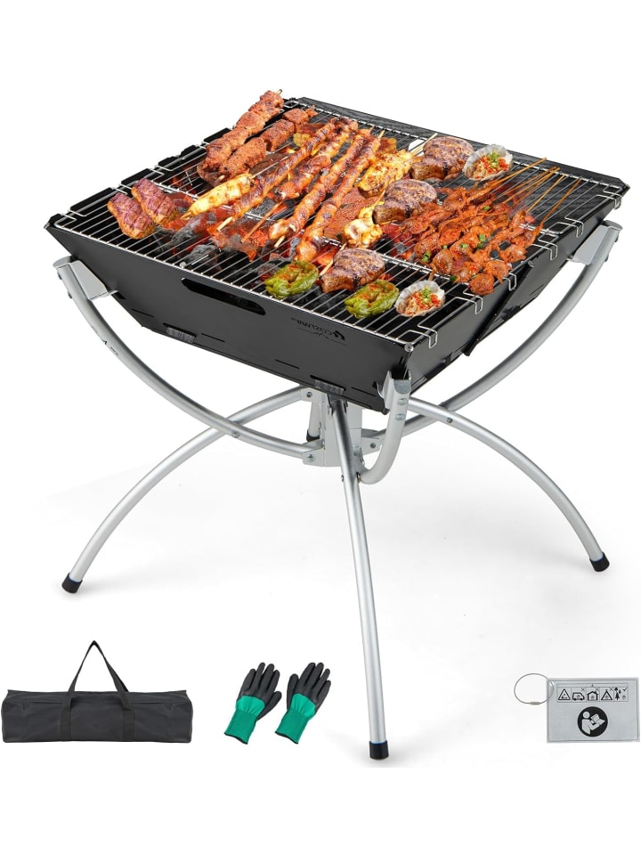 COSTWAY Feuerstelle Campinggrill 3in1 45x45x49cm in Schwarz günstig kaufen onesize
