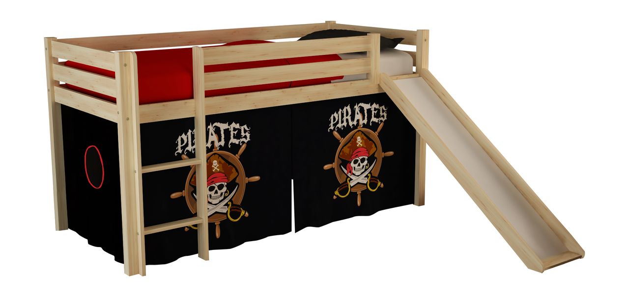VIPACK Spielbett Pino mit Rutsche und Textilset 