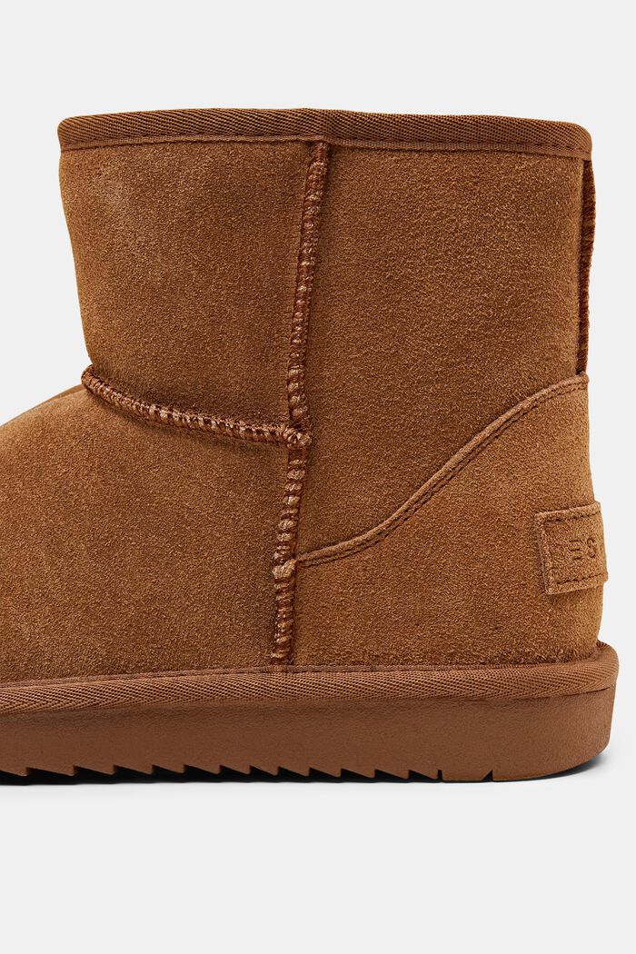 Veloursleder-Boots mit Kunstfellfutter