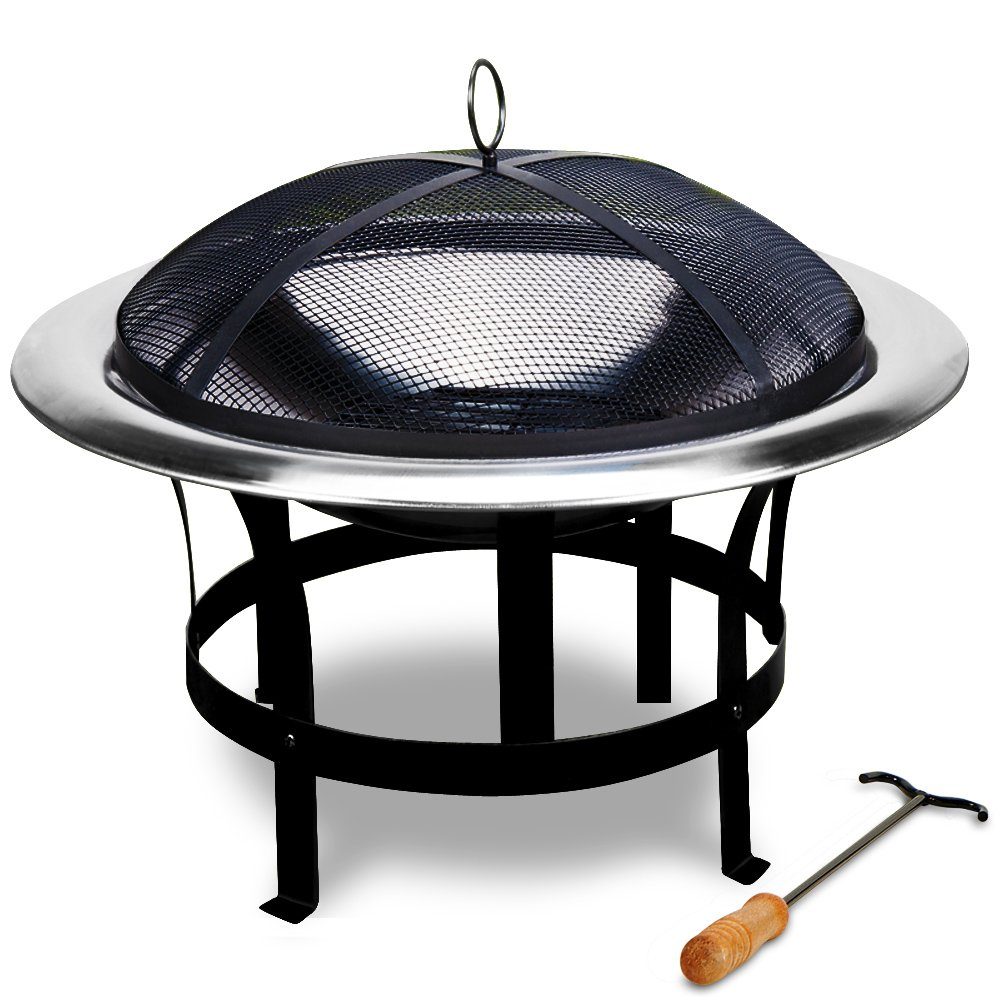 Gardebruk Feuerschale, Feuerstelle 75cm Edelstahl Funkenschutz Garten Outdoor Balkon Grill