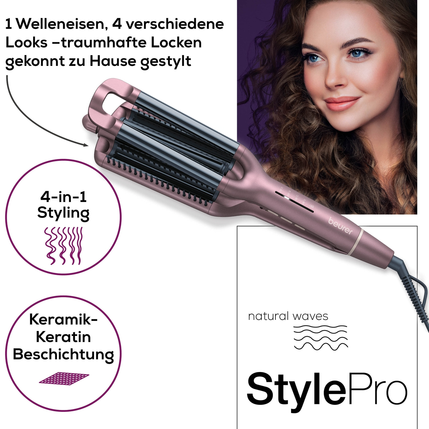 Beurer Welleneisen HT 65-Vier verschiedene Looks mit nur einem Gerät