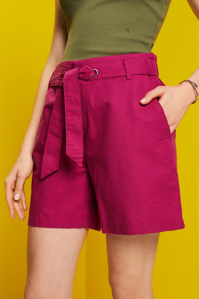 Shorts mit Bindegürtel, Baumwoll-Leinenmix