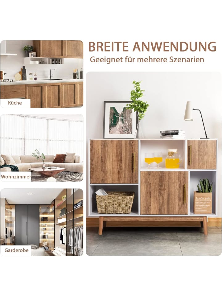 COSTWAY Sideboard 6 Fächer in Beige günstig kaufen onesize