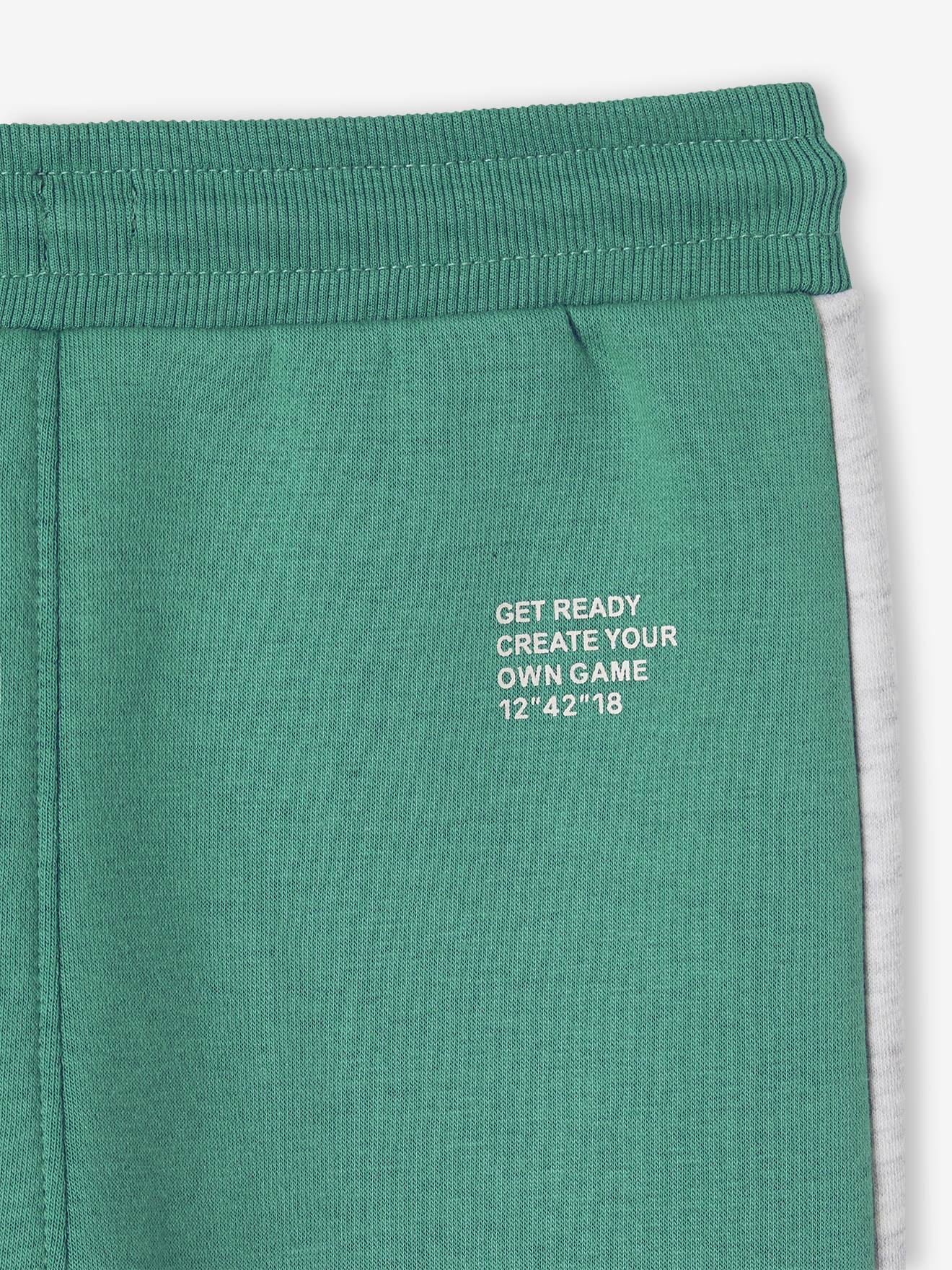 Pantalon jogging bandes côtés garçon. vert sapin