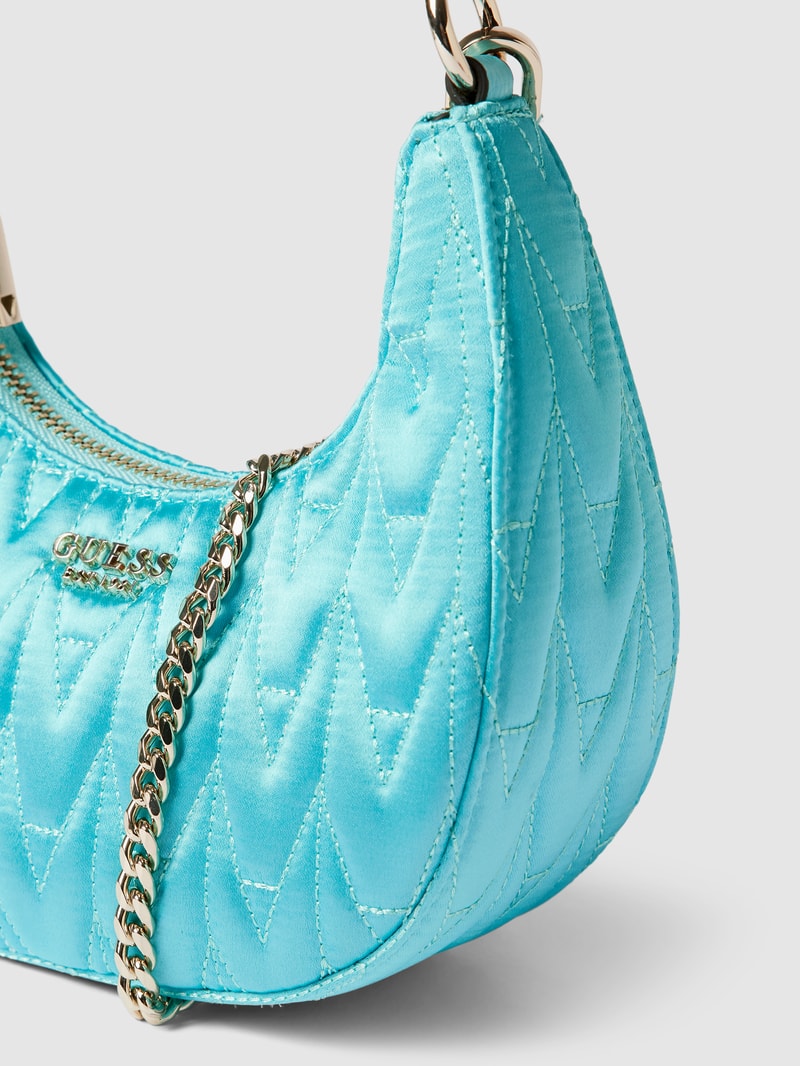 Hobo Bag mit Label-Applikation Modell 'GOLDEN ROCK' in helltürkis