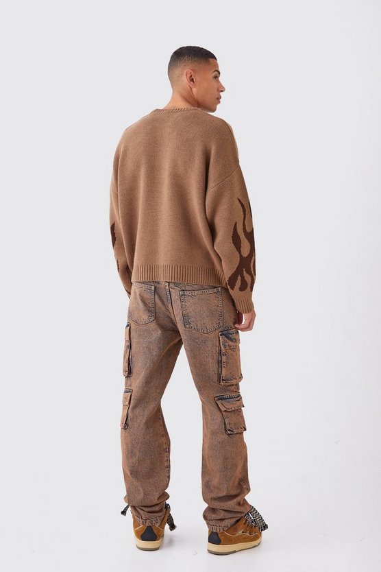 Kastiger Strickpullover mit Homme-Graffiti