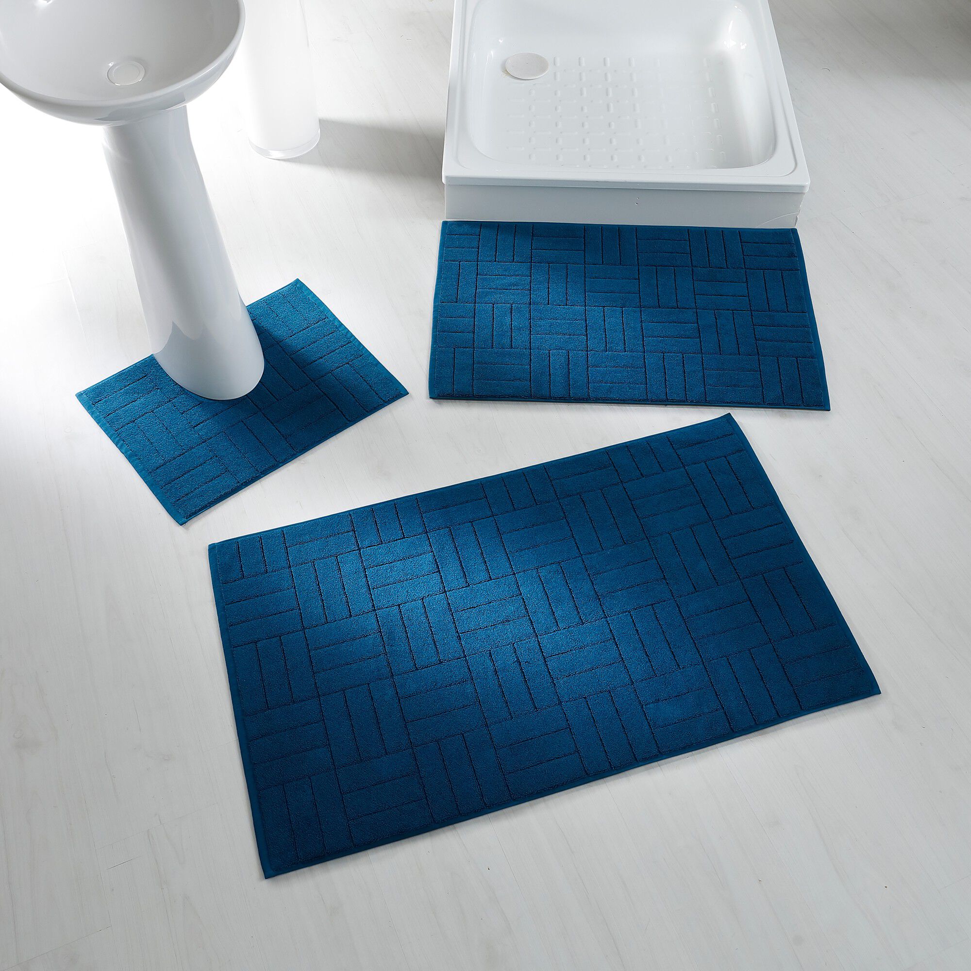 Tapis de bain éponge motif parquet