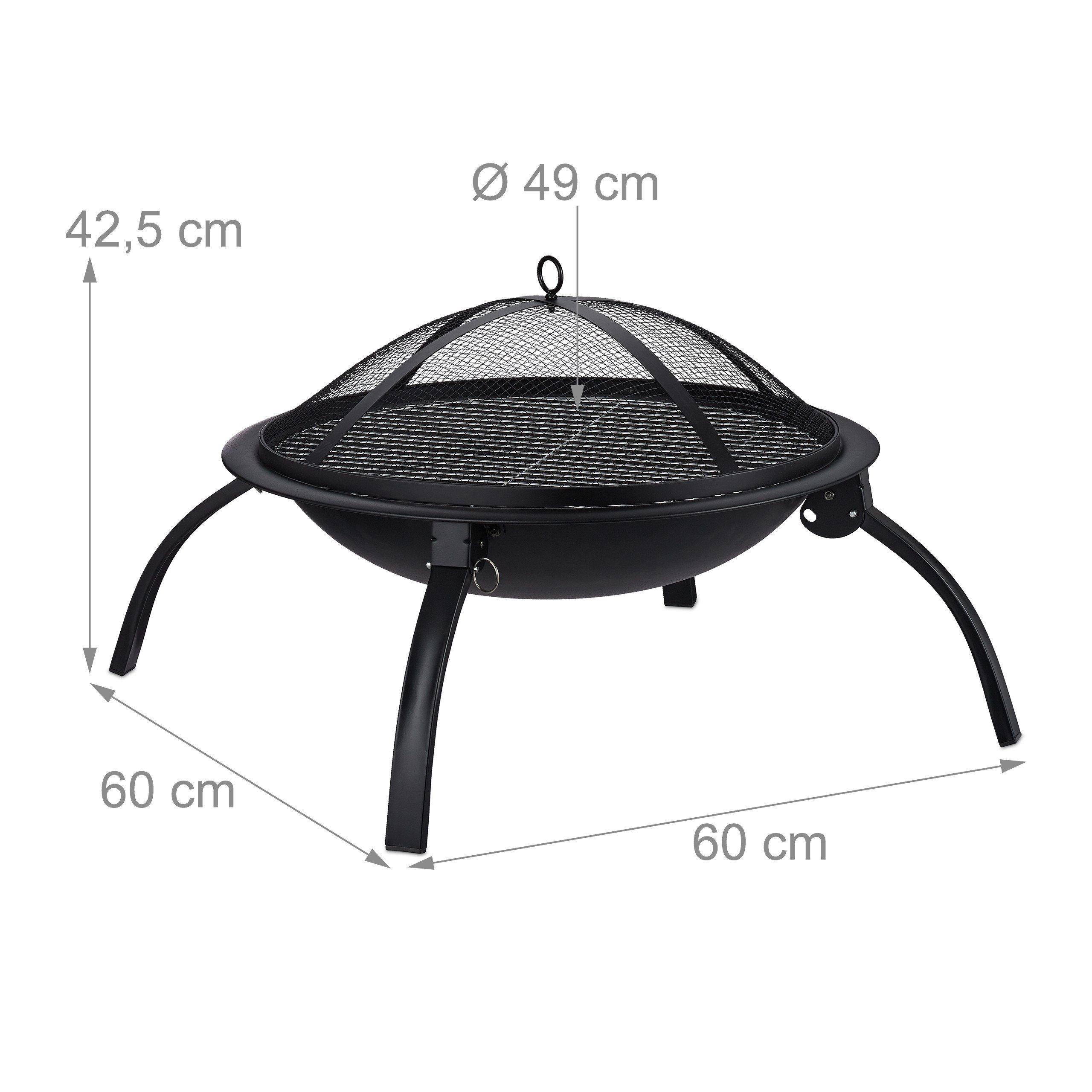 relaxdays Feuerschale XL Feuerschale mit Grillzubehör, ohne Tragetasche