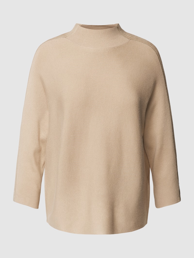 Strickpullover mit Stehkragen in sand