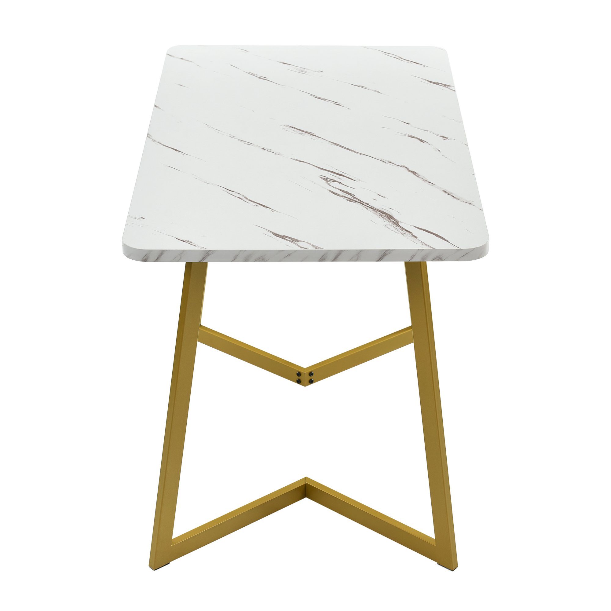 Ulife Essgruppe 117×68cm Esstisch mit 4 Stühlen, (Set, 5-tlg), weißer MDF-Tischplatte mit Marmoroptik