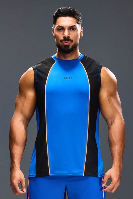 Man Active Muscle-Fit Colorblock Tanktop