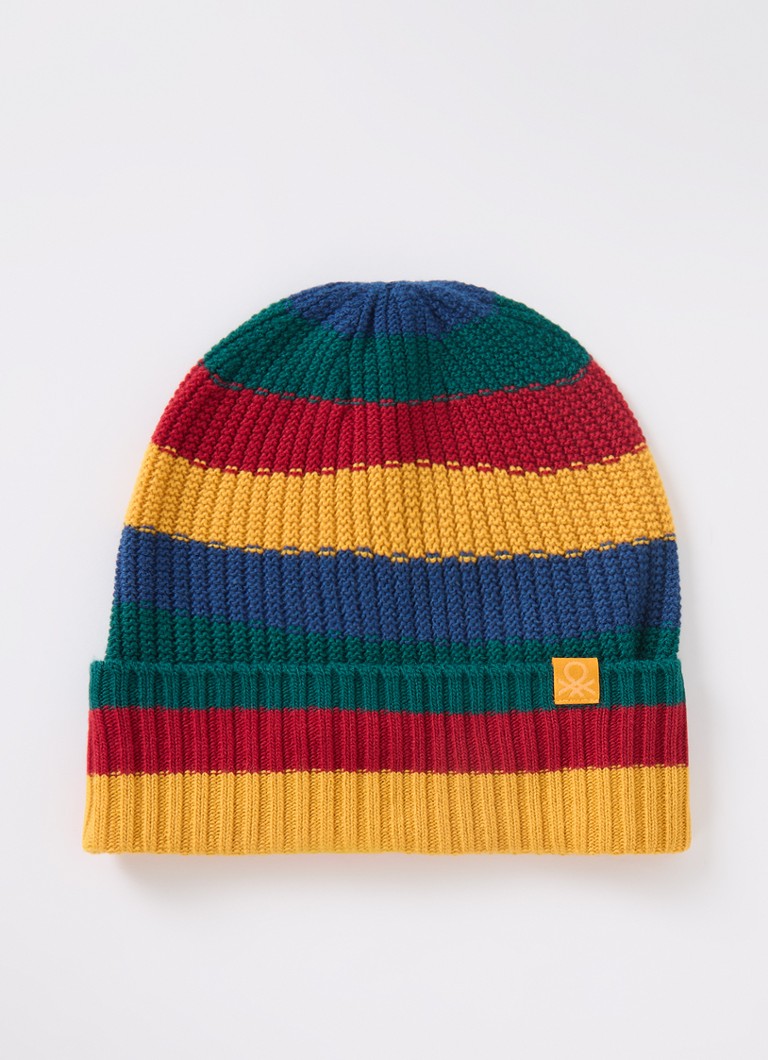 Benetton  Ribgebreide muts met streepprint