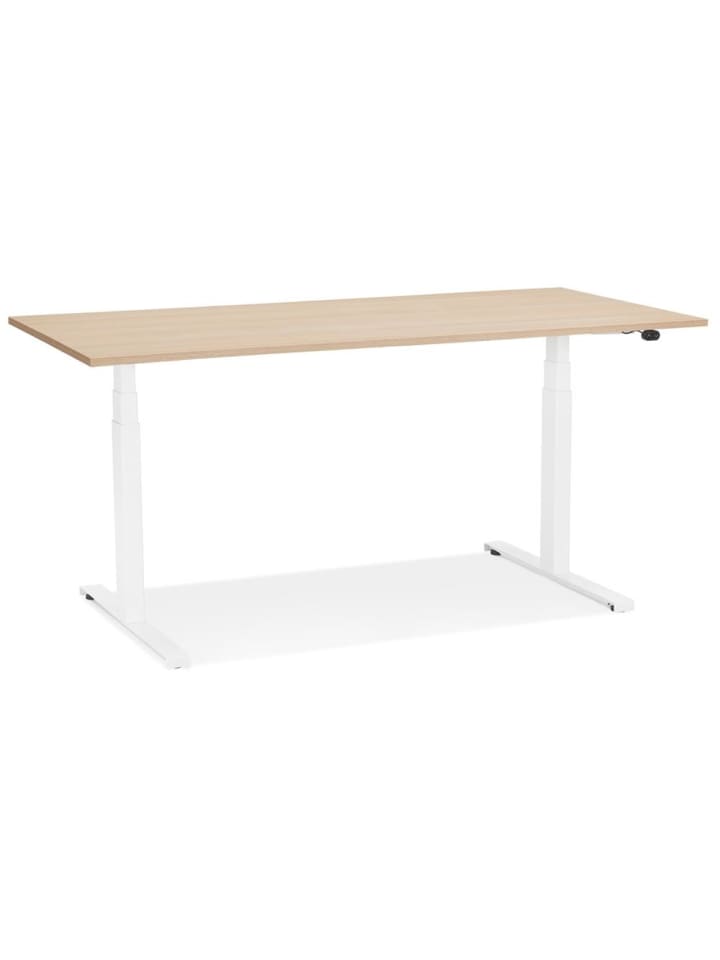 KADIMA DESIGN Schreibtisch 140x70 cm elektrisch höhenverstellbar ergonomisch in Beige-Weiß günstig kaufen