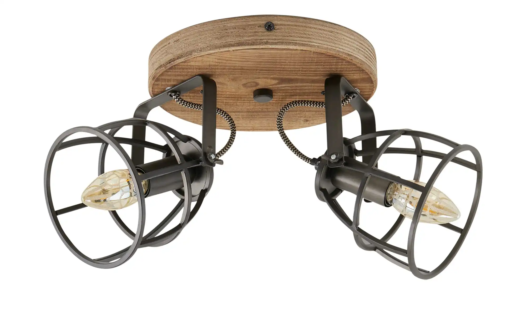 Deckenleuchte, 2-flammig, Holz/Metall
