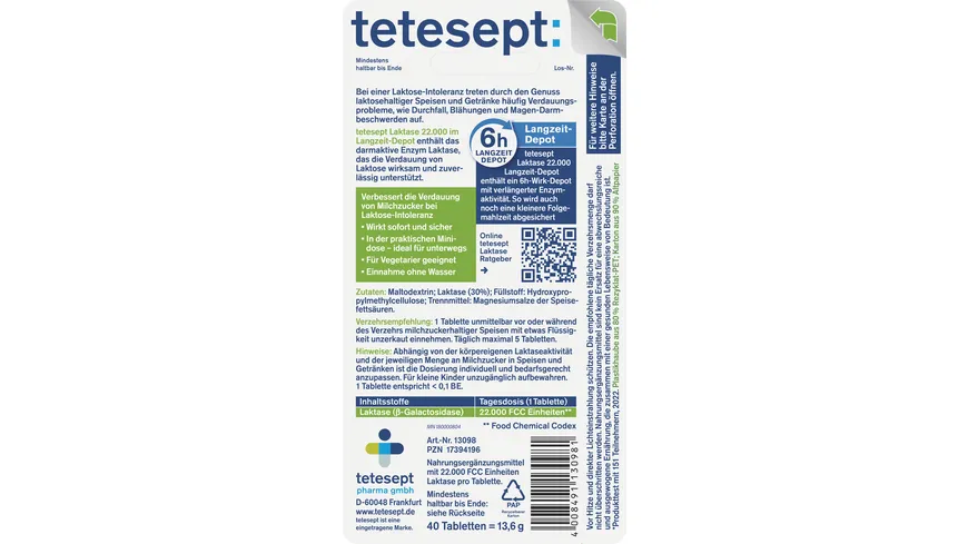 tetesept Laktase 22000 Langzeit-Depot
