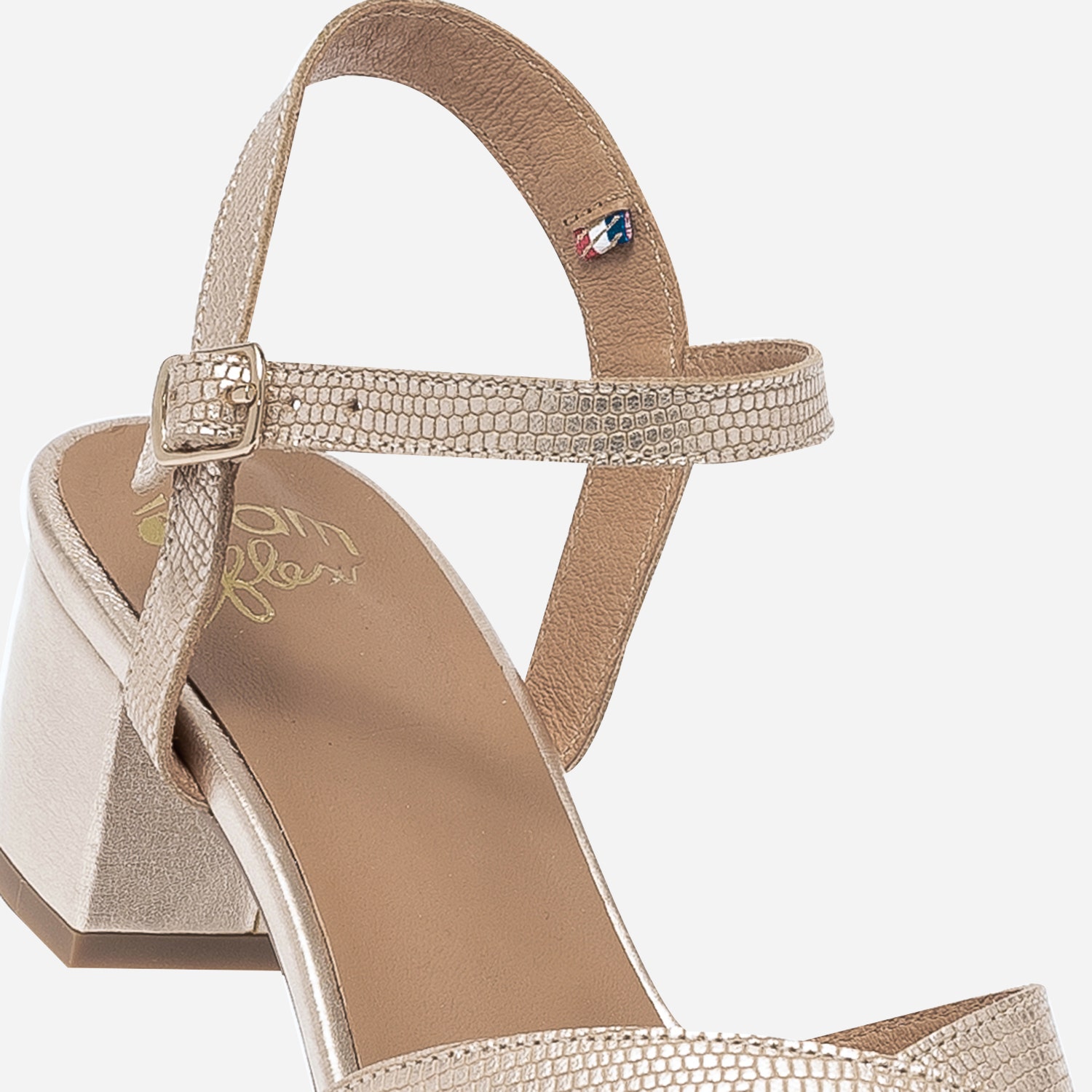 Sandale ERAM FLEX dorée en cuir effet python