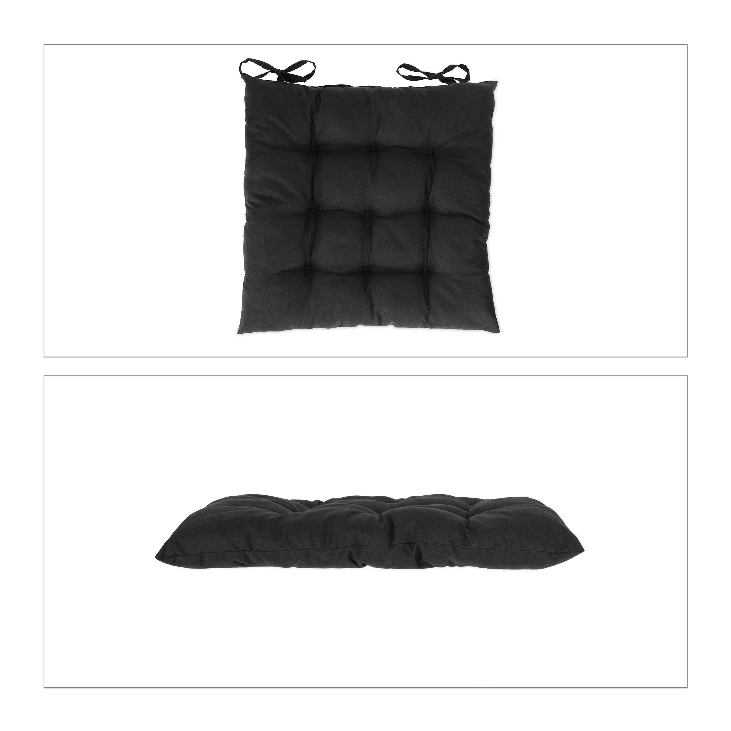 relaxdays Stuhlkissen 4er Set Stuhlkissen schwarz