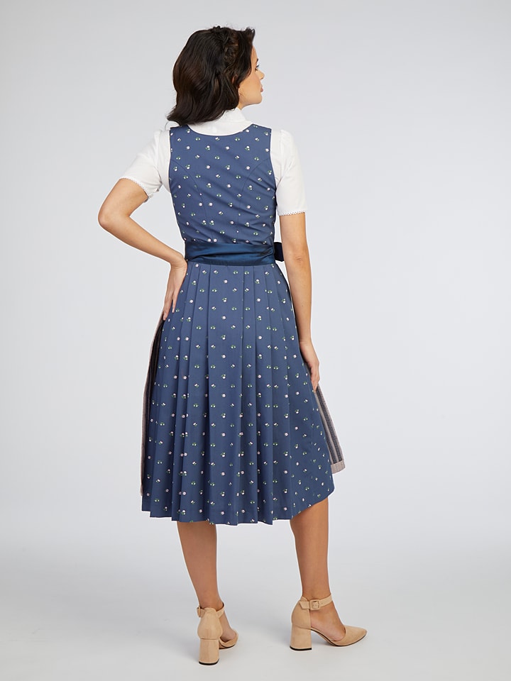 Turi Landhaus Dirndl in Dunkelblau/ Rosé günstig kaufen