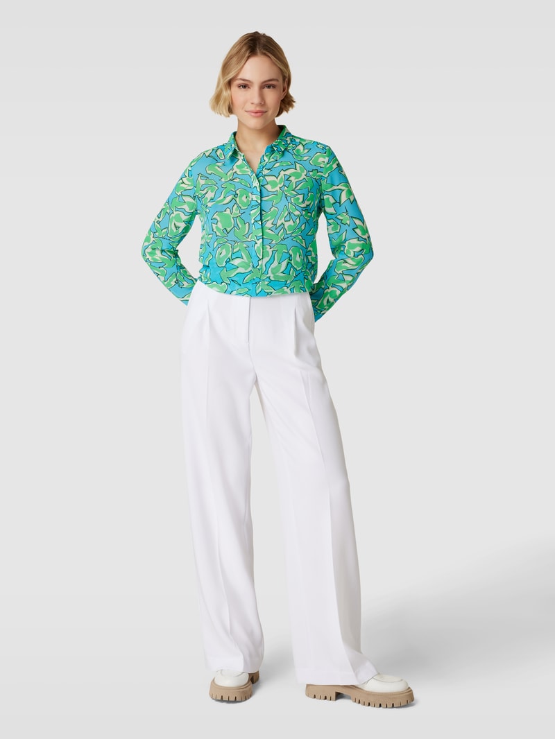 Longbluse mit Allover-Muster in aqua blau