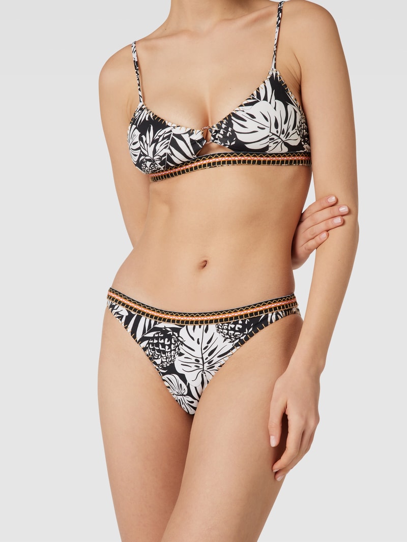 Bikini-Slip mit floralem Print Modell 'WINA' in schwarz