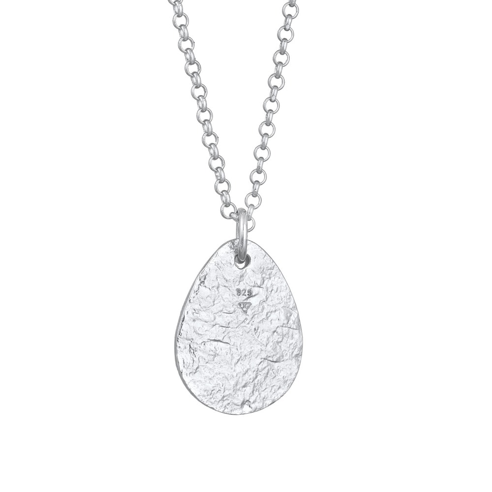 Elli Elli Collier Femme Pendentif Goutte Vintage Martelé en Argent 925 Bijoux