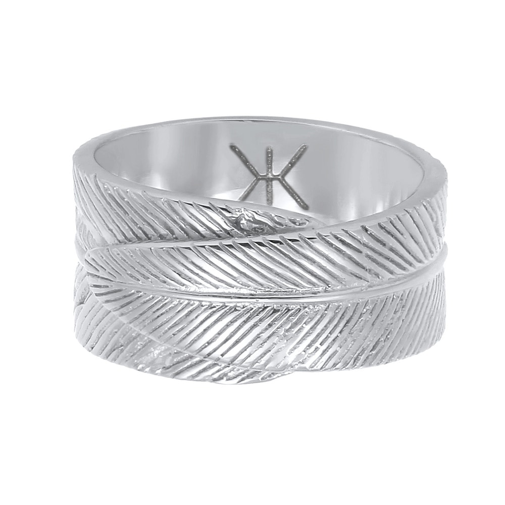KUZZOI KUZZOI Bague Plume pour homme Déclaration Chunky Vintage Trend Solide en argent s Bague