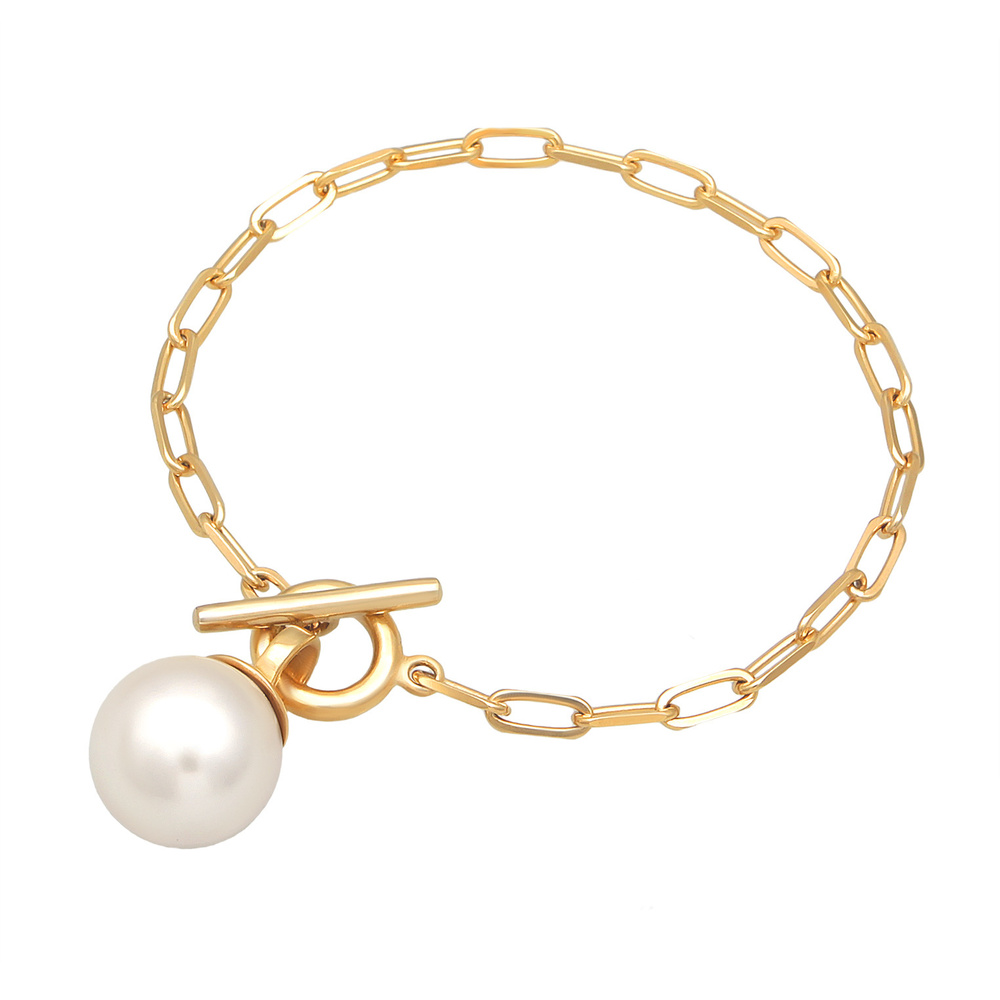 Elli Elli Bracelet Femmes maillons Basique  fermoir garrot avec perle synth. en argent Bracelet