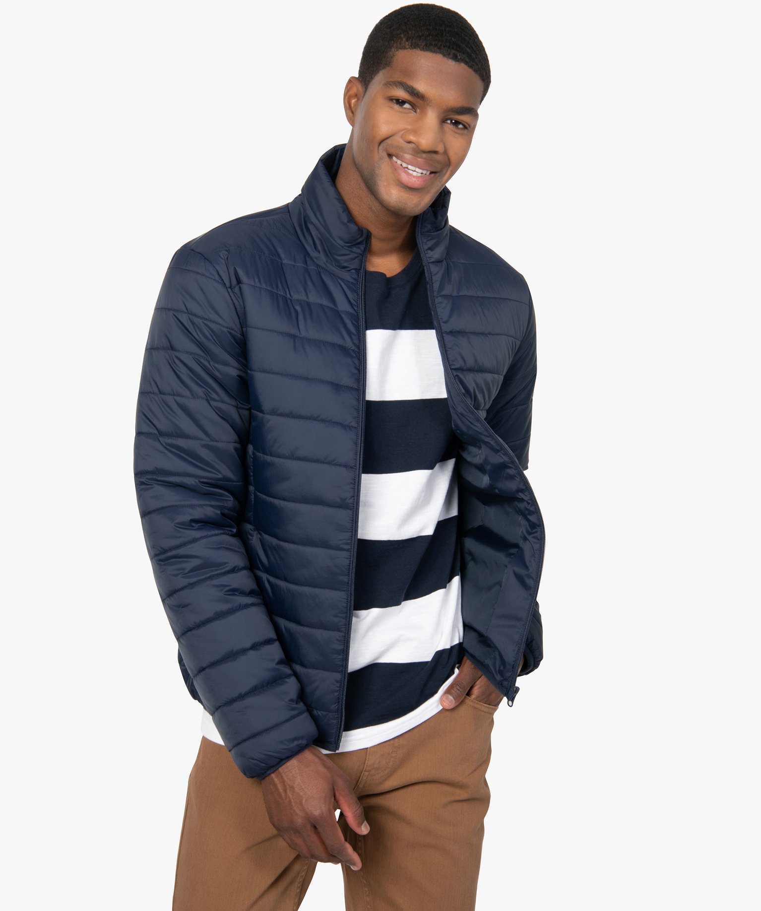 Doudoune homme légère à col montant marine | GEMO