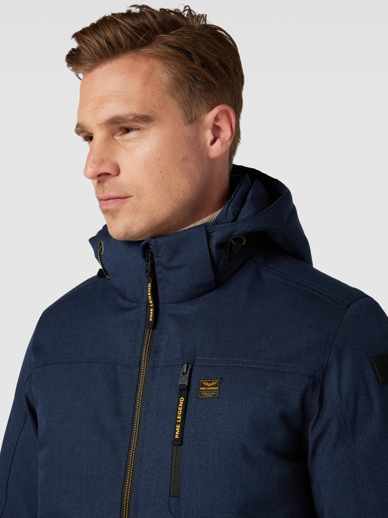 Jacke mit Label-Details Modell 'STRATOR' in marineblau