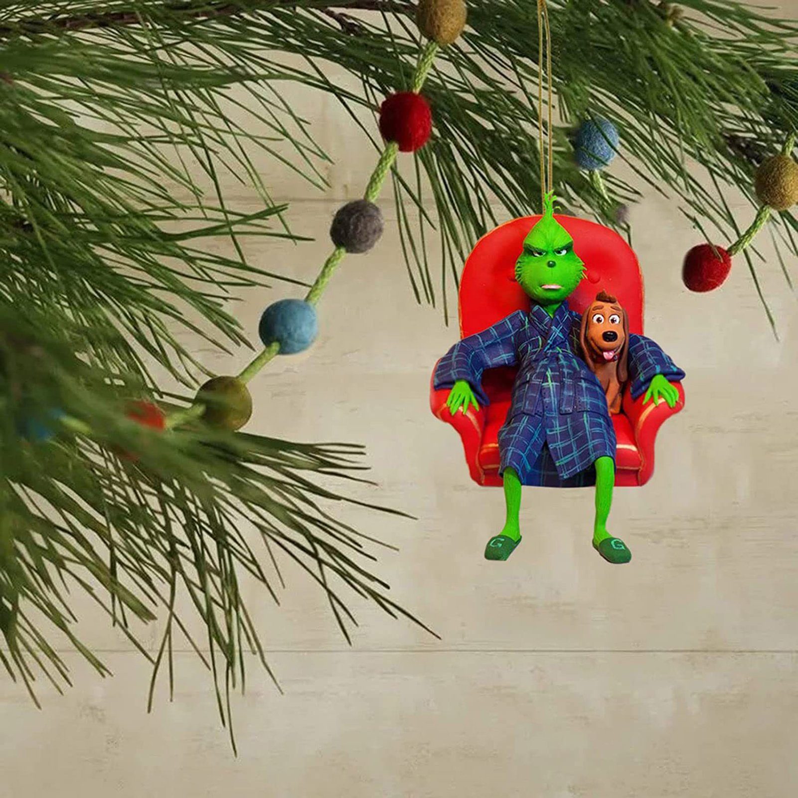 farfi Dekohänger Weihnachtsanhänger, Grinch-Figur,farbechter Christbaumschmuck-Anhänger (1 Pc, 9 verschiedene Stile zur Auswahl), Weihnachtsdekoration