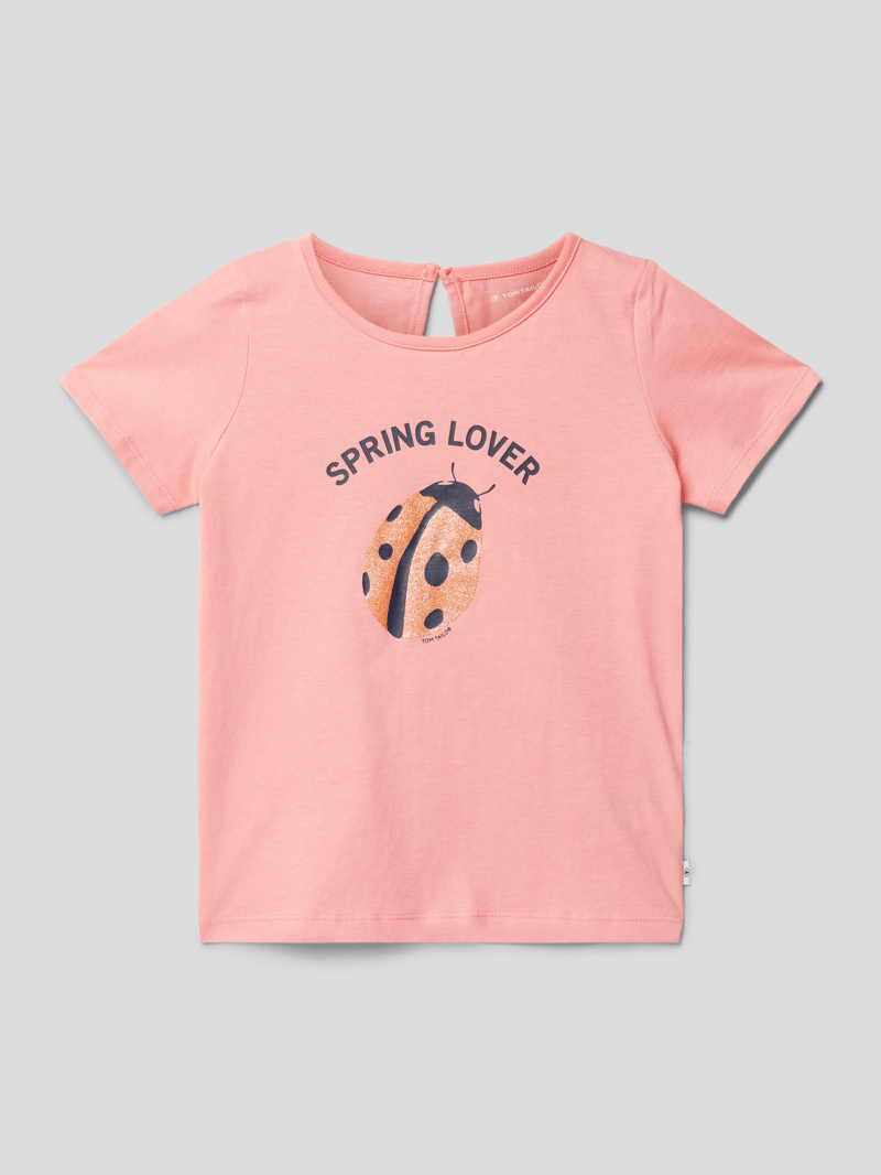 T-Shirt mit Motiv-Print in koralle