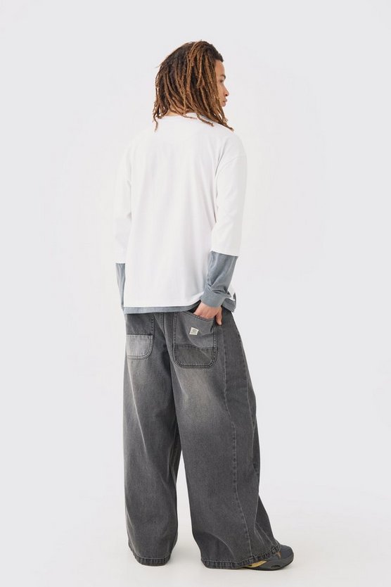Oversized Washed Carded Heavy OFCL Faux Layer T-shirt
