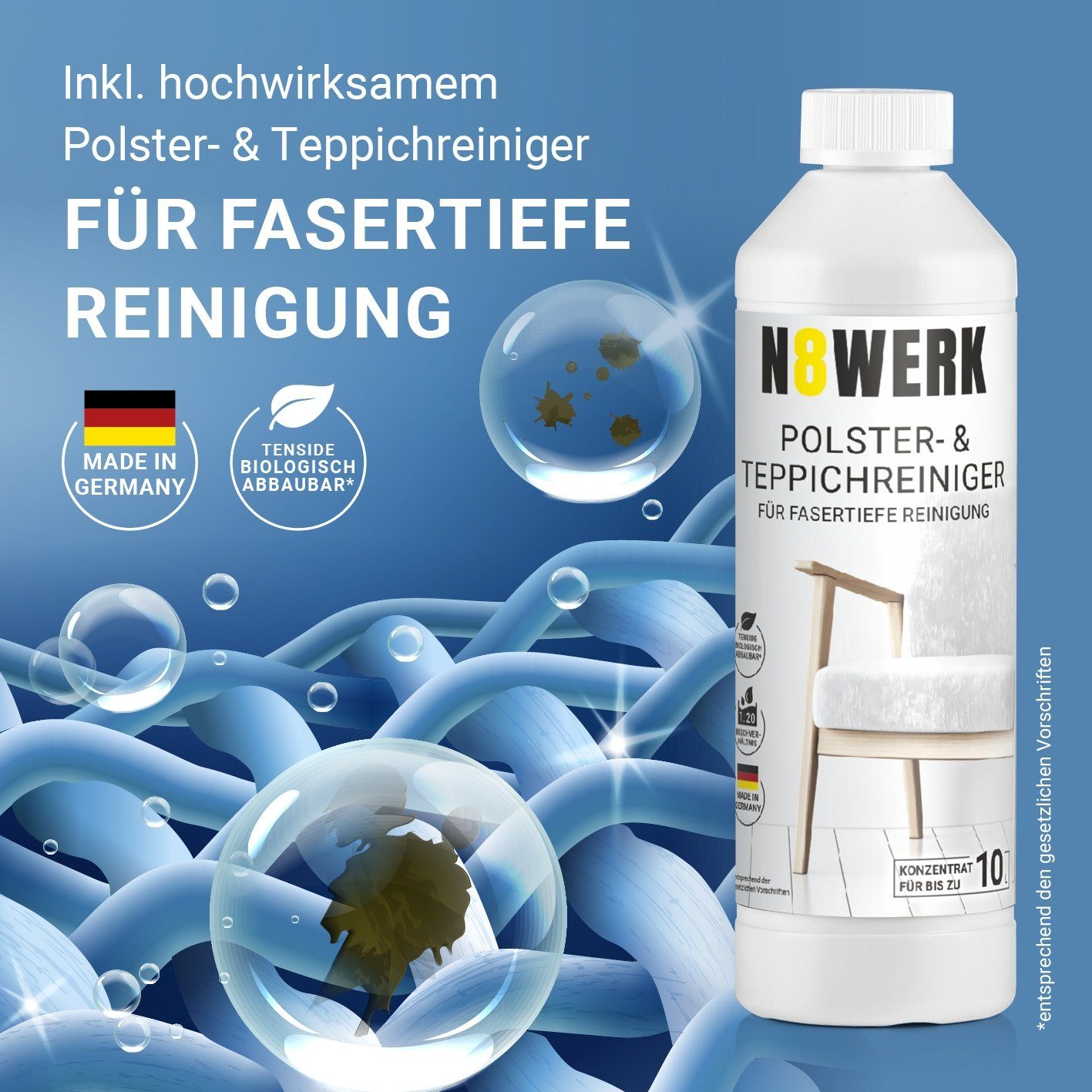 N8WERK Teppichreinigungsgerät Sprüh- und Waschsauger Power Clean, 1200 W, Waschsauger Teppichreiniger Shampoonierer Teppich