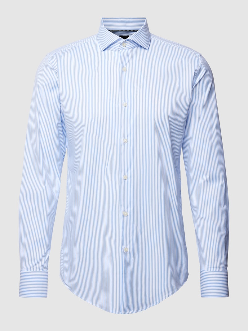 Slim Fit Business-Hemd mit Streifenmuster in bleu