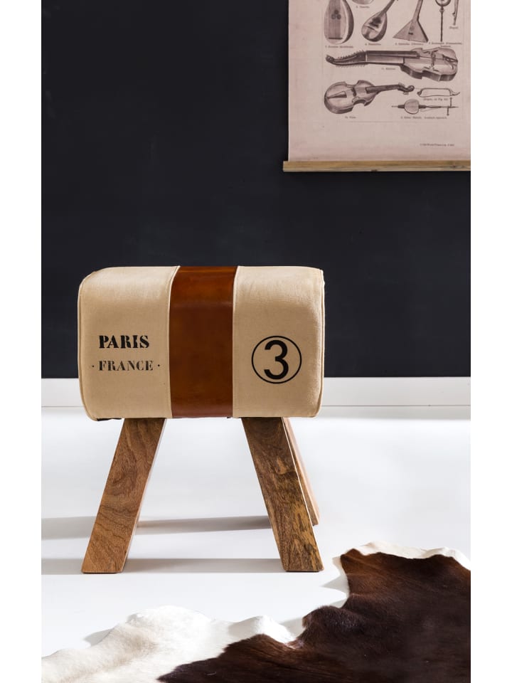 KADIMA DESIGN Retro Sitzhocker, Holzbeine, belastbar bis 120 kg, Landhaus-Optik günstig kaufen onesize