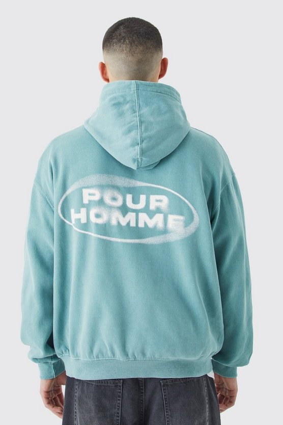 Oversize Hoodie mit Pour Homme Print