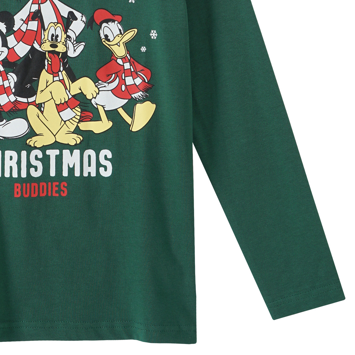Micky Maus Weihnachtslangarmshirt mit Print dunkelgrün
