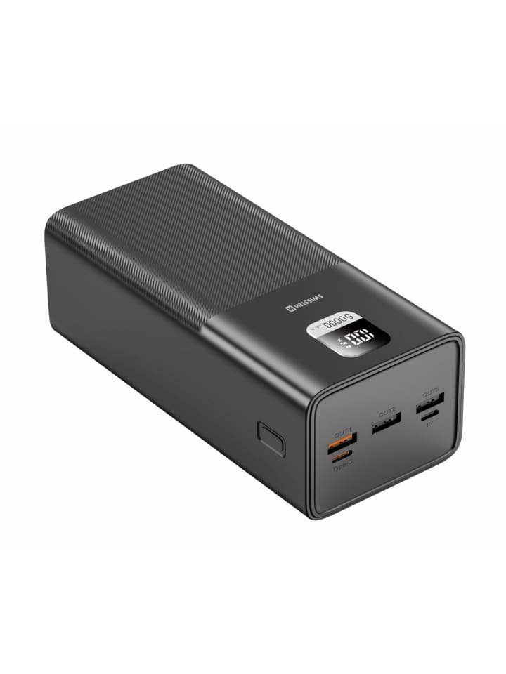 Swissten 50.000mAh Powerbank USB und USB-C 100W Ladegerät in Schwarz günstig kaufen 135 cm