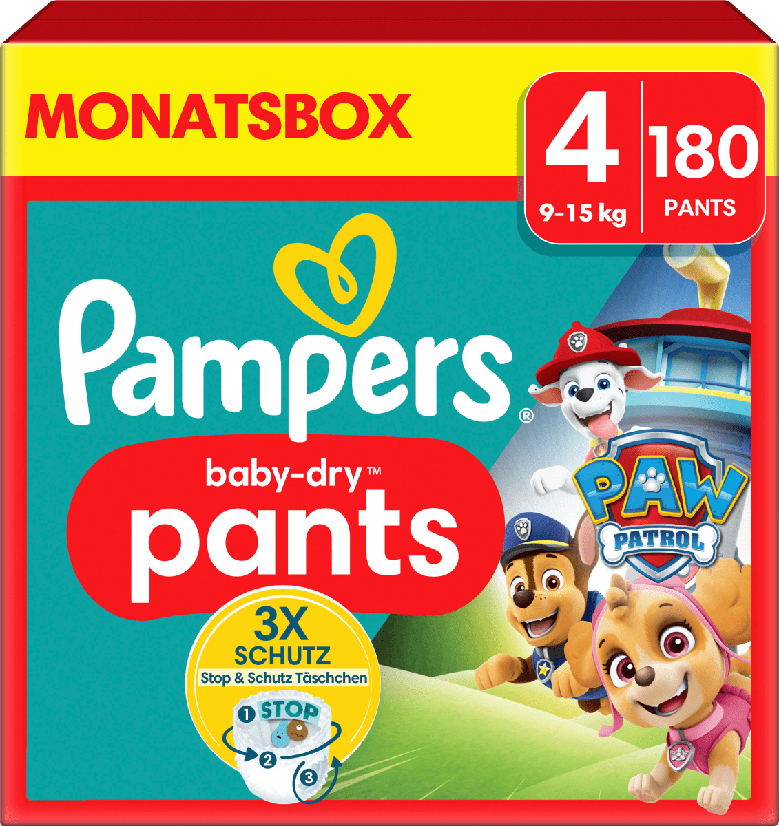 Baby Pants Baby Dry Gr.4 Maxi (9-15 kg) Limited Edition Paw Patrol, Monatsbox, 180 St