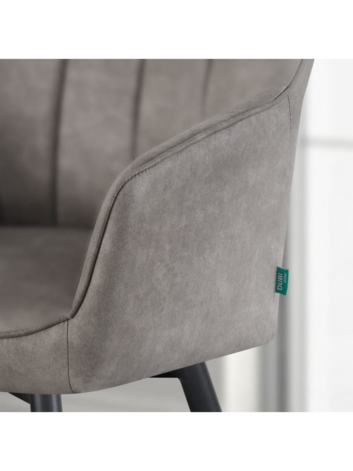 DUBI Möbel 2er-Set: Drehstuhl THOMAS-SANA in Wildleder-Grau - (B)57 x (H)85 x  (T)62 cm günstig kaufen onesize