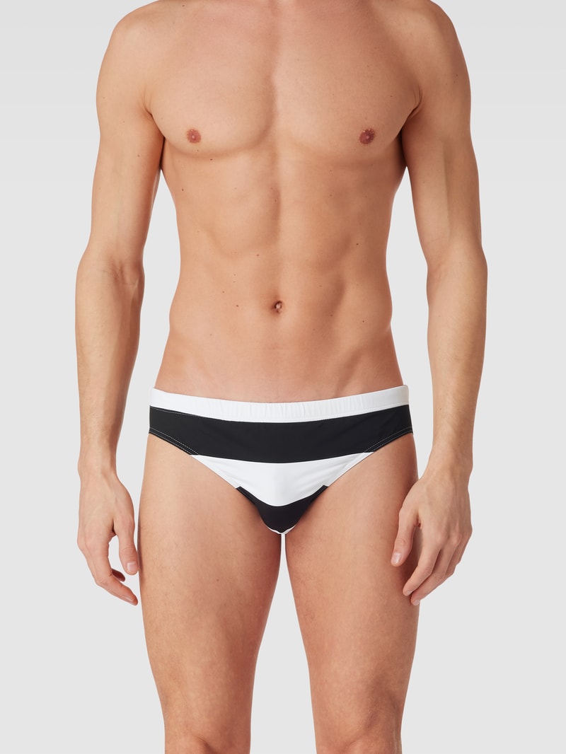 Badehose mit Streifenmuster in schwarz