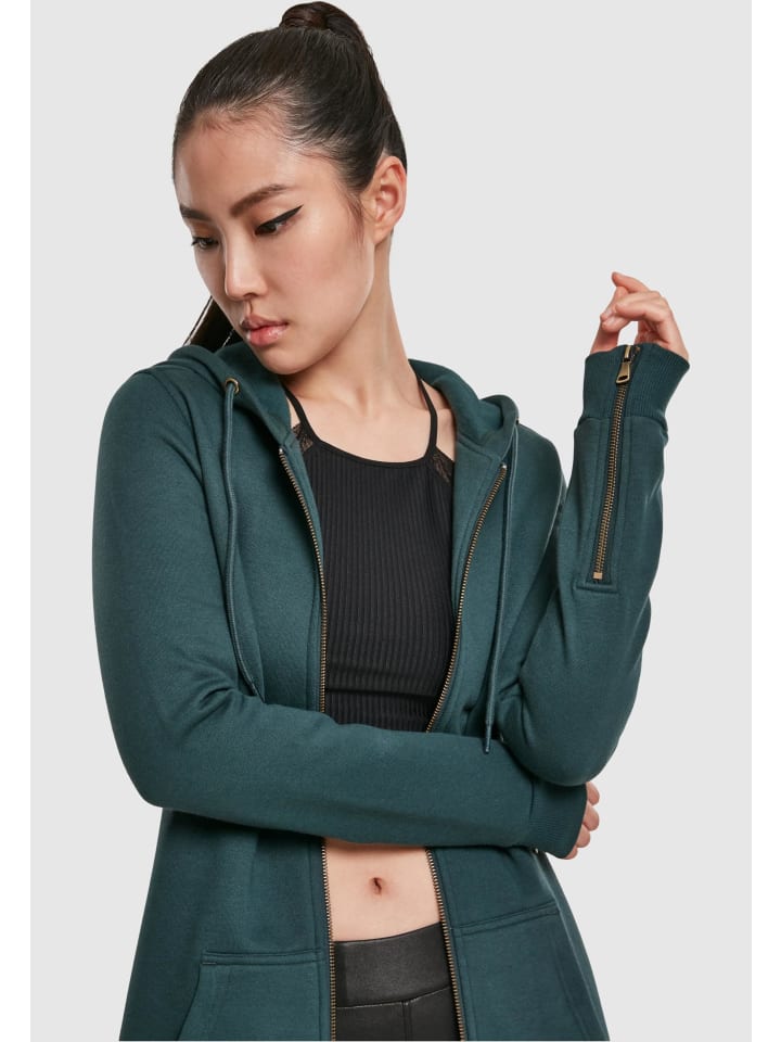 Urban Classics Urban Classics Zip-Kapuzenpullover in bottlegreen günstig kaufen