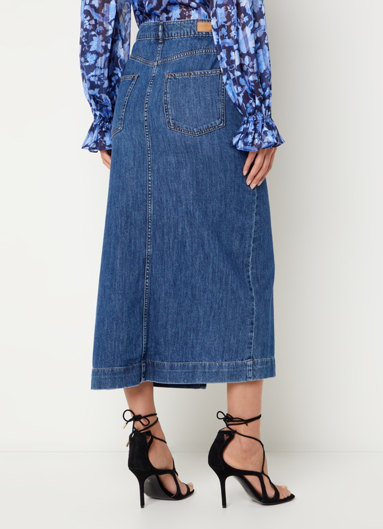 Fustă midi Denver din denim French Connection cu crăpătură