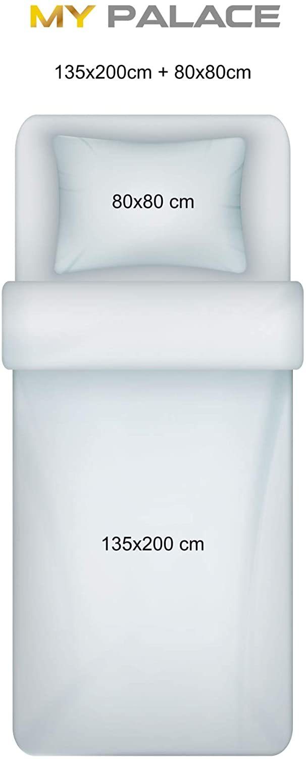 Bettwäsche Baumwoll-Satin Bettwäsche-Set 100% Baumwolle Reißverschluss Bordüre, My Palace, 2 teilig, mit Reißverschluss, 100% Satin-Baumwolle